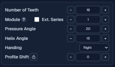 Helical basic gear parameters panel